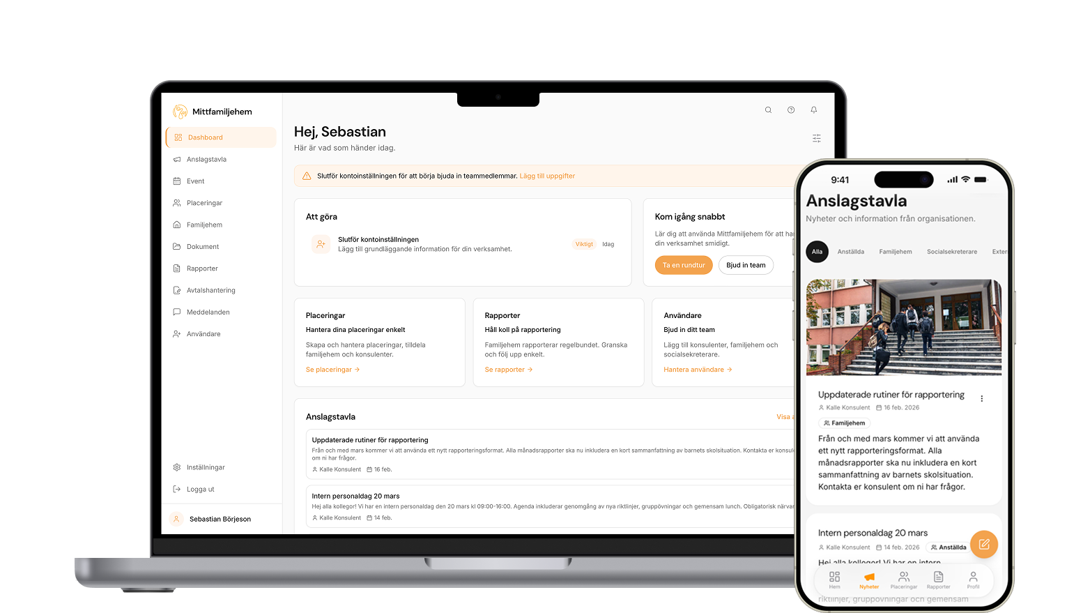 Omsio platform shown on laptop and mobile devices